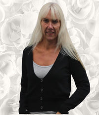 KAFFE CARDIGAN I SORT MED NITTER