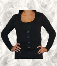 KAFFE CARDIGAN I SORT MED NITTER