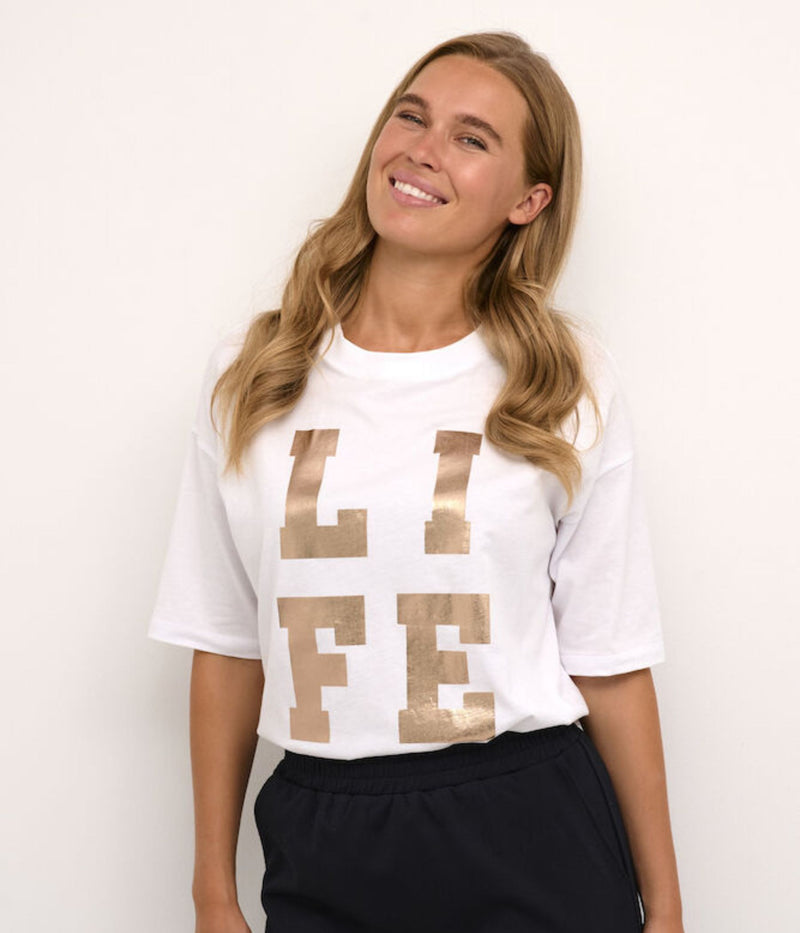 KAFFE HARPER T-SHIRT I HVID.