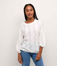 COFFEE TIO BLOUSE IN LIME WHITE