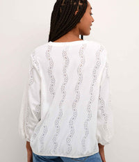 COFFEE TIO BLOUSE IN LIME WHITE