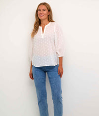 COFFEE JOLLIA BLOUSE IN LIME WHITE