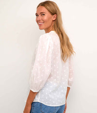 COFFEE JOLLIA BLOUSE IN LIME WHITE