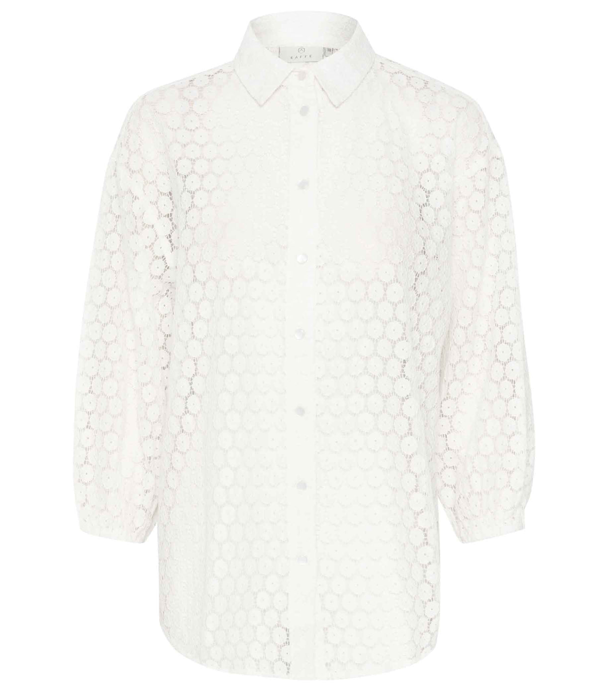 KAFFE LOREN LACE SHIRT IN LIME WHITE