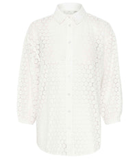 KAFFE LOREN LACE SHIRT IN LIME WHITE