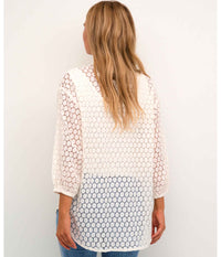 KAFFE LOREN LACE SHIRT IN LIME WHITE