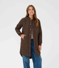 KAFFE SHALLY QUILIED JAKKE I BRUN