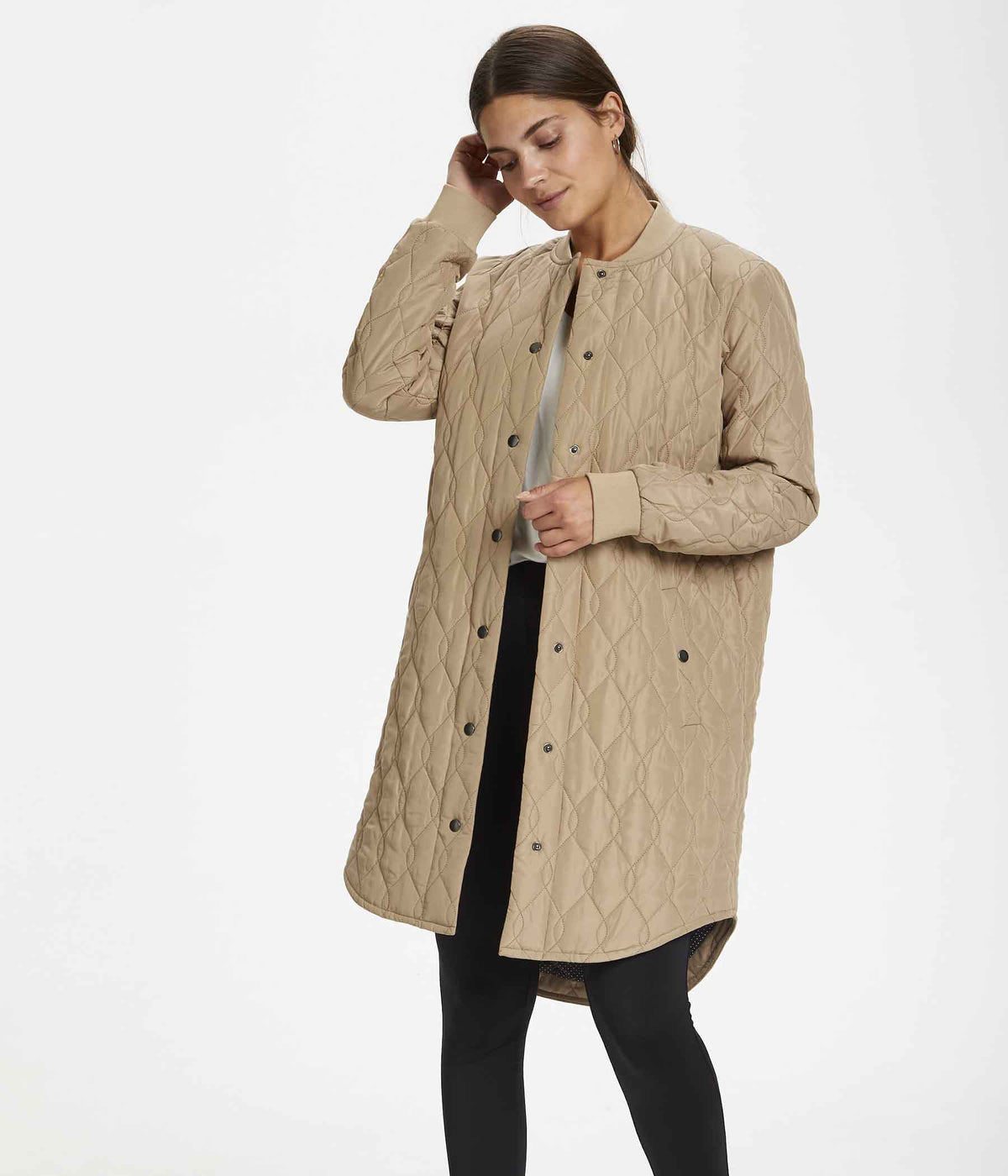 COFFEE SHALLY QUILIED JACKET IN SAND