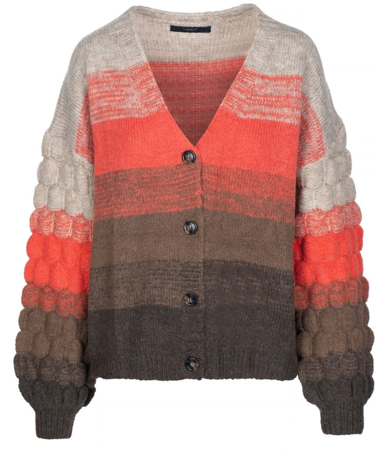LUXZUZ ONE-TWO CALINA STRIKCARDIGAN  I KORAL FARVET MIX