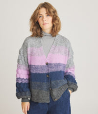 LUXZUZ ONE-TWO CALINA STRIKCARDIGAN  I  LILAC FARVET MIX