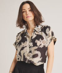 LUXZUZ ONE-TWO JARDINE BLUSE I SORT OG SAND