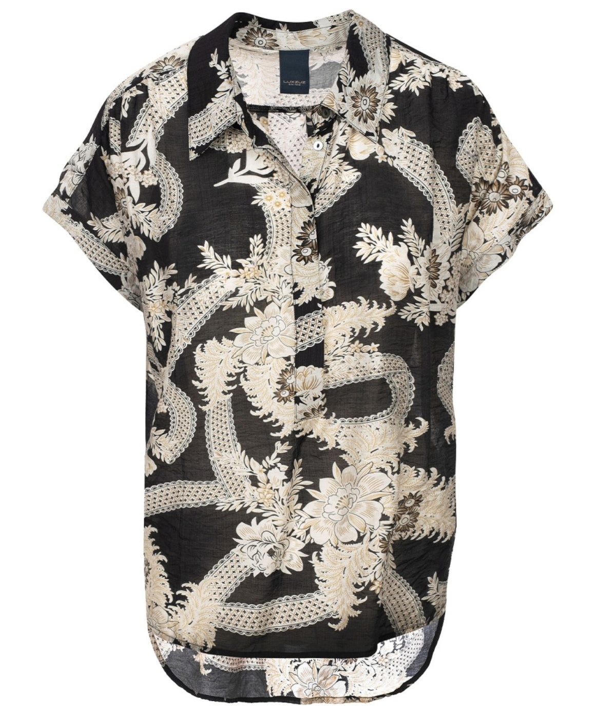 LUXZUZ ONE-TWO JARDINE BLUSE I SORT OG SAND
