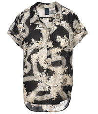 LUXZUZ ONE-TWO JARDINE BLUSE I SORT OG SAND