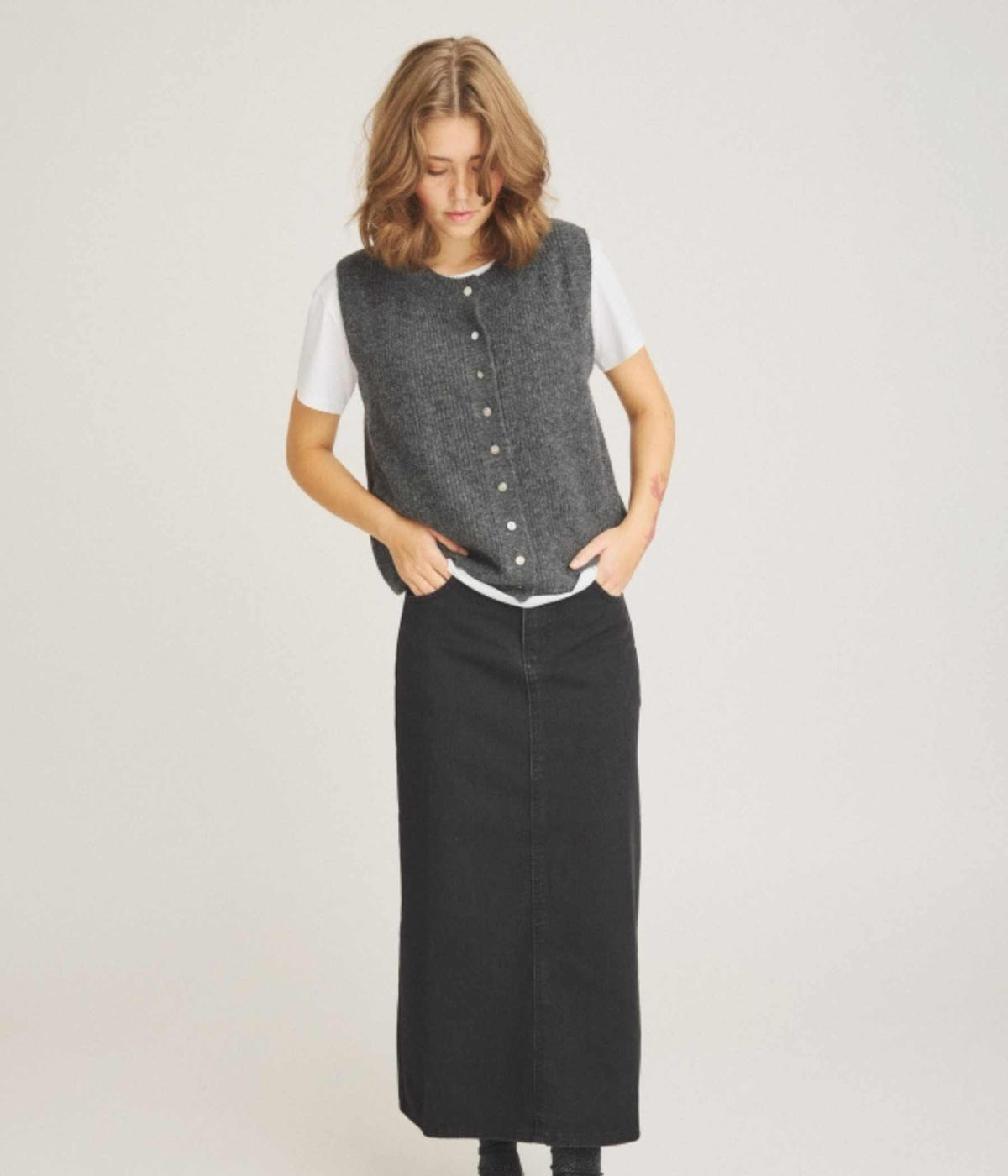 LUXZUZ ONE-TWO JEANSORDENIM NEDERDEL I SORT