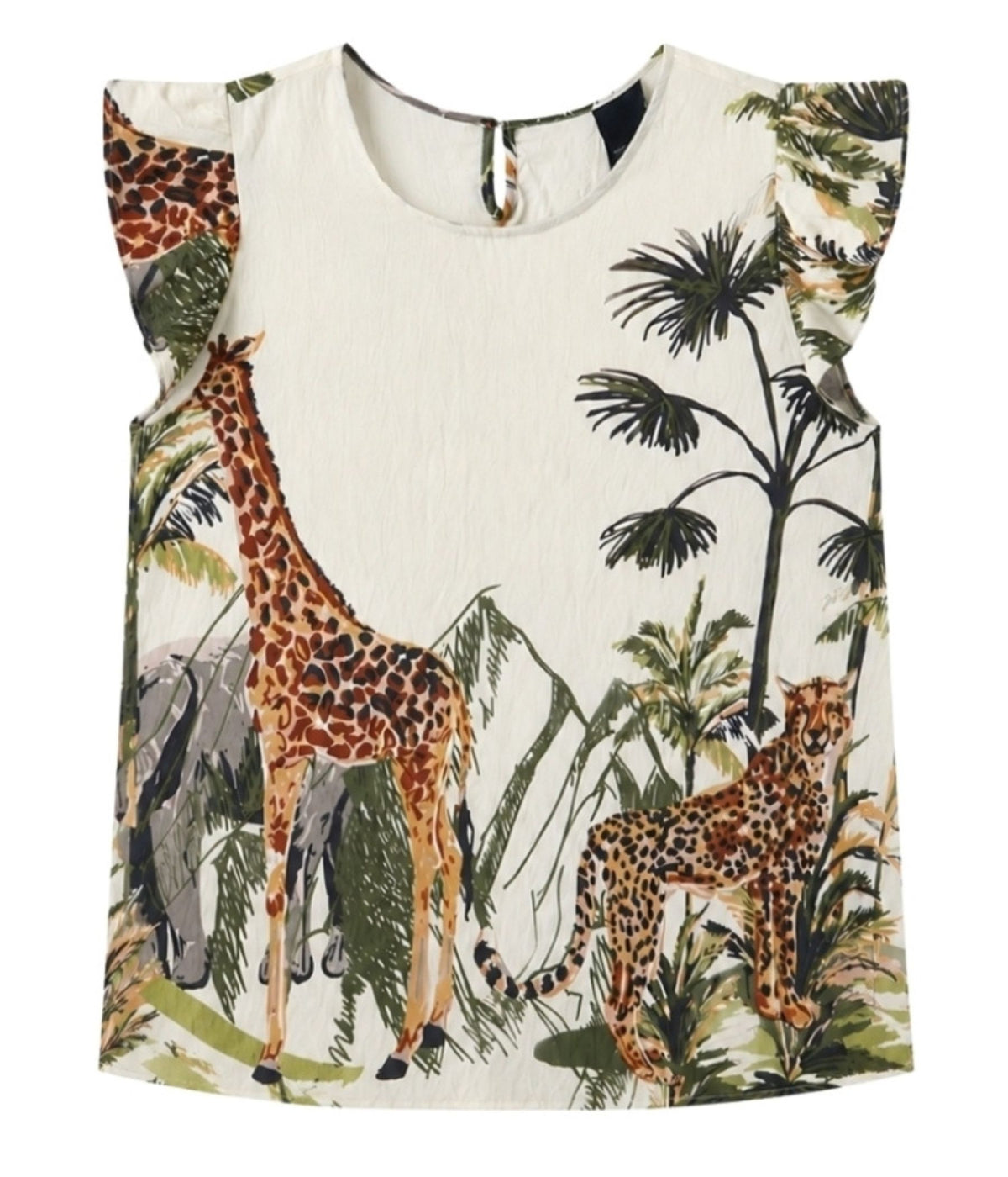 LUXZUZ VINCA TOP I OFFWHITE MED DYREPRINT