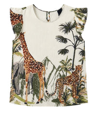 LUXZUZ VINCA TOP I OFFWHITE MED DYREPRINT