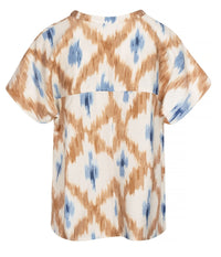 LUXZUZ ONE-TWO ANSIOSHO BLUSE I SAND, BRUN OG BLÅ