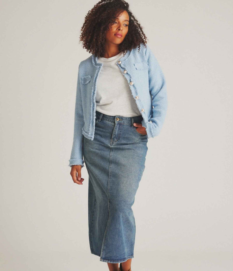 LUXZUZ ONE-TWO JEANSANA LIGHT DENIM SKIRT