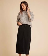 LUXZUZ ONE-TWO JEANS DENIM SKIRT IN BLACK