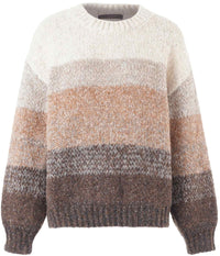 LUXZUZ ONE-TWO JULIANE STRIKSTRØJE I BRUN FARVET MIX