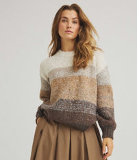 LUXZUZ ONE-TWO JULIANE STRIKSTRØJE I BRUN FARVET MIX