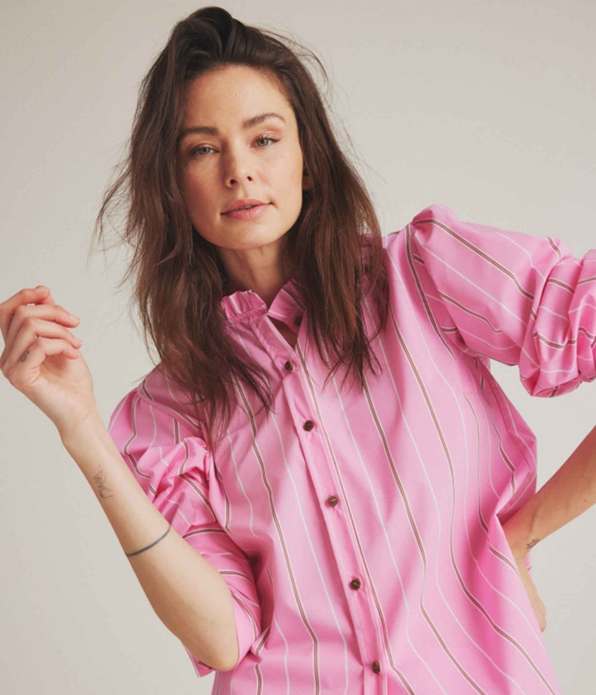 LUXZUZ ONE-TWO SHIRT IN PINK