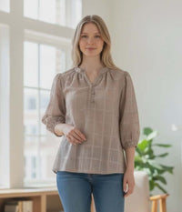 OFELIA BENTE BLUSE I CAFELATTE FARVE.