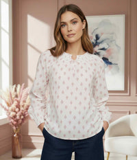 OFELIA ENID BLUSE I PEACH OG OFFWHITE