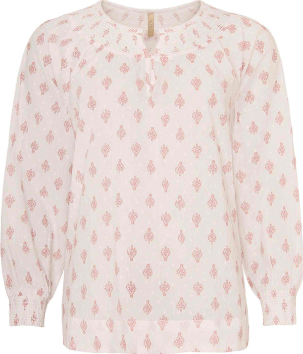 OFELIA ENID BLUSE I PEACH OG OFFWHITE