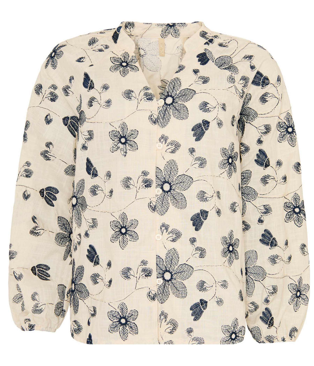 OFELIA FLORA SKJORTE I CREME OG MARINEBLÅ