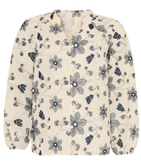 OFELIA FLORA SKJORTE I CREME OG MARINEBLÅ