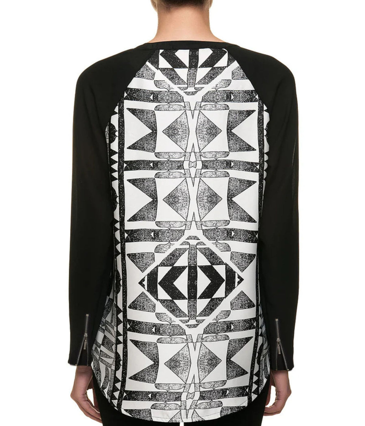 ONE-TWO BLUSE I SORT MED HVID