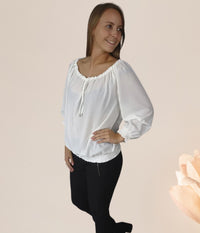 ONE-TWO DONNIE BLOUSE IN LIME WHITE