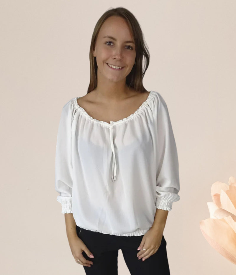 ONE-TWO DONNIE BLOUSE IN LIME WHITE