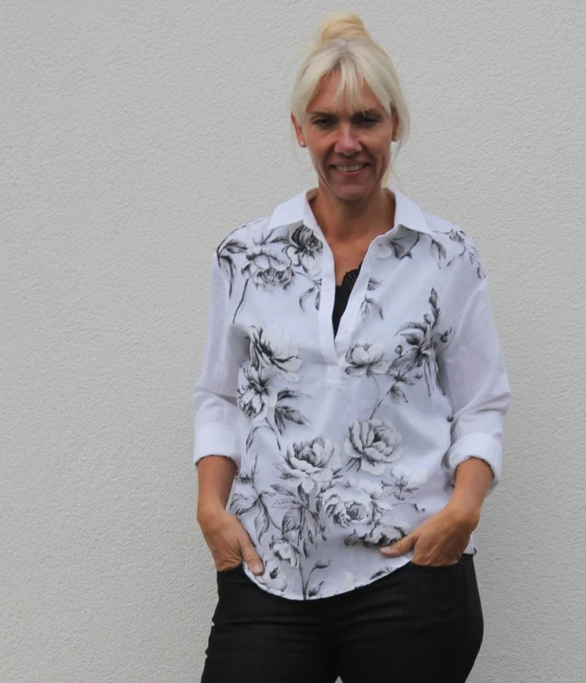 ONE-TWO SHIRT BLOUSE IN WHITE