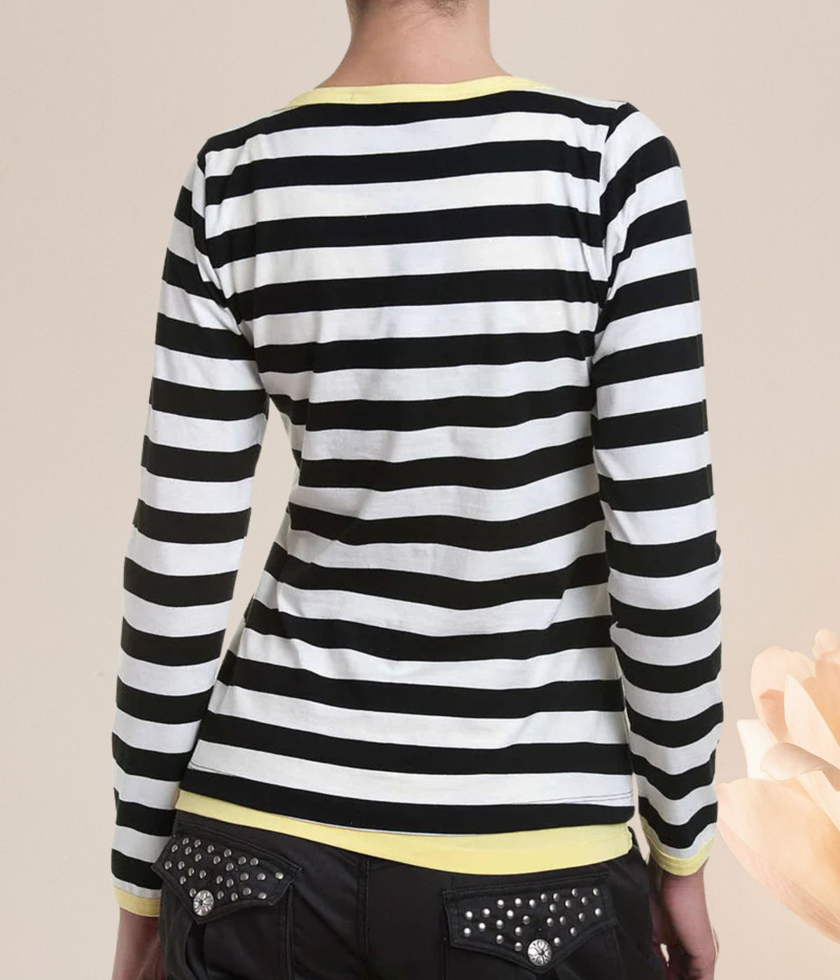 ONE-TWO STRIBET CARDIGAN I GUL