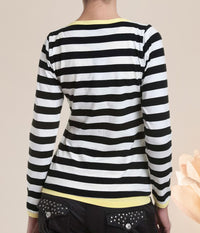 ONE-TWO STRIBET CARDIGAN I GUL