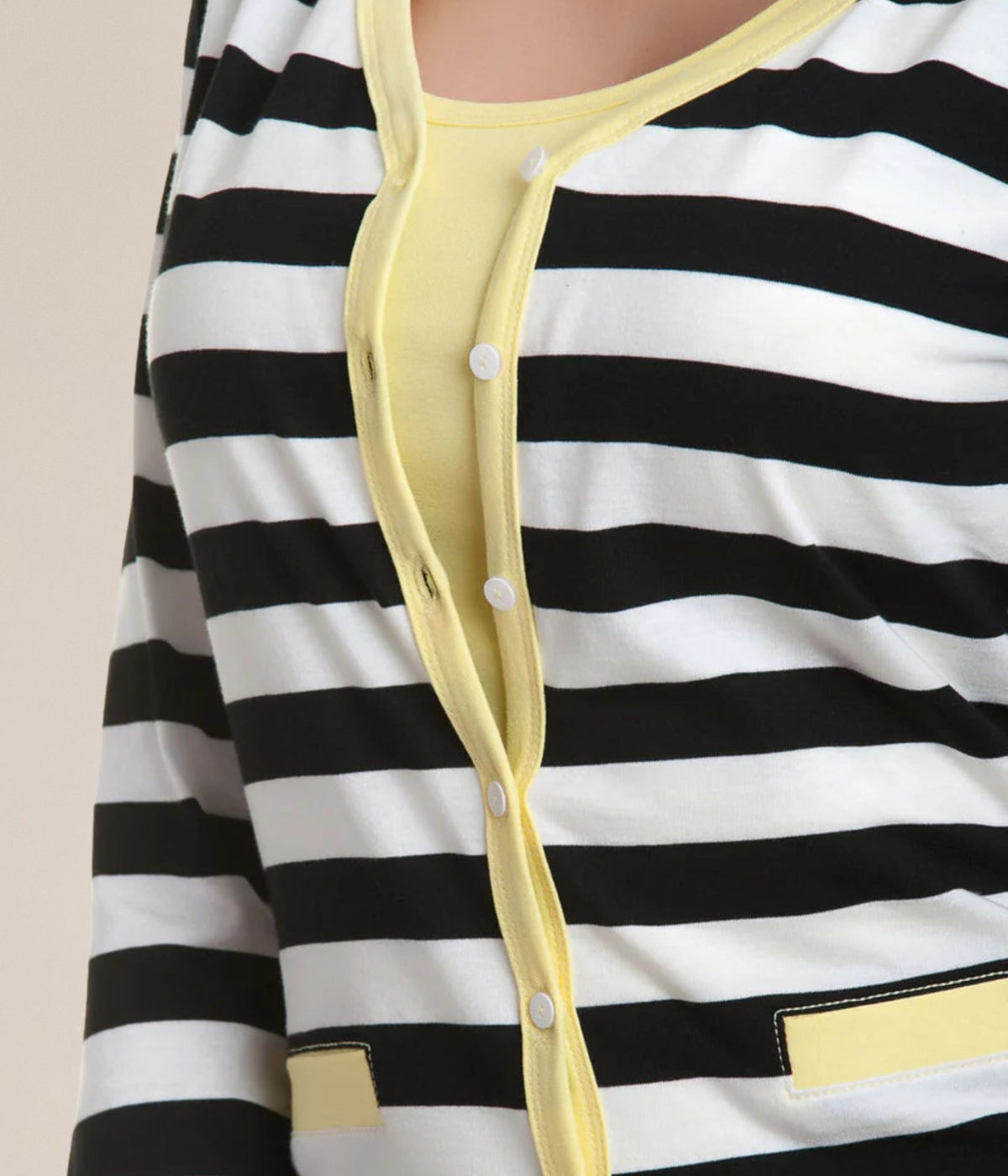 ONE-TWO STRIBET CARDIGAN I GUL