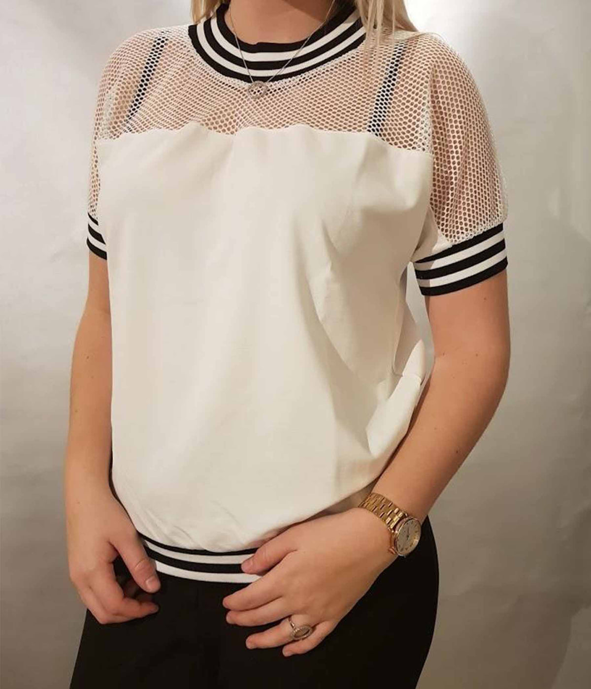 ONE-TWO BLOUSE IN LIME WHITE WITH STRIPES