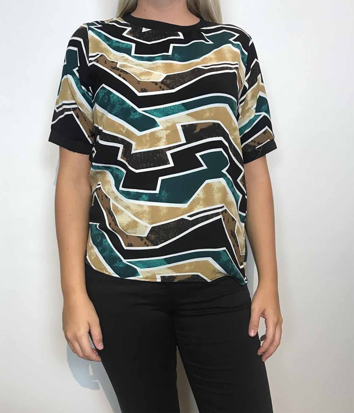 OFELIA OANA BLOUSE IN COMBI GREEN