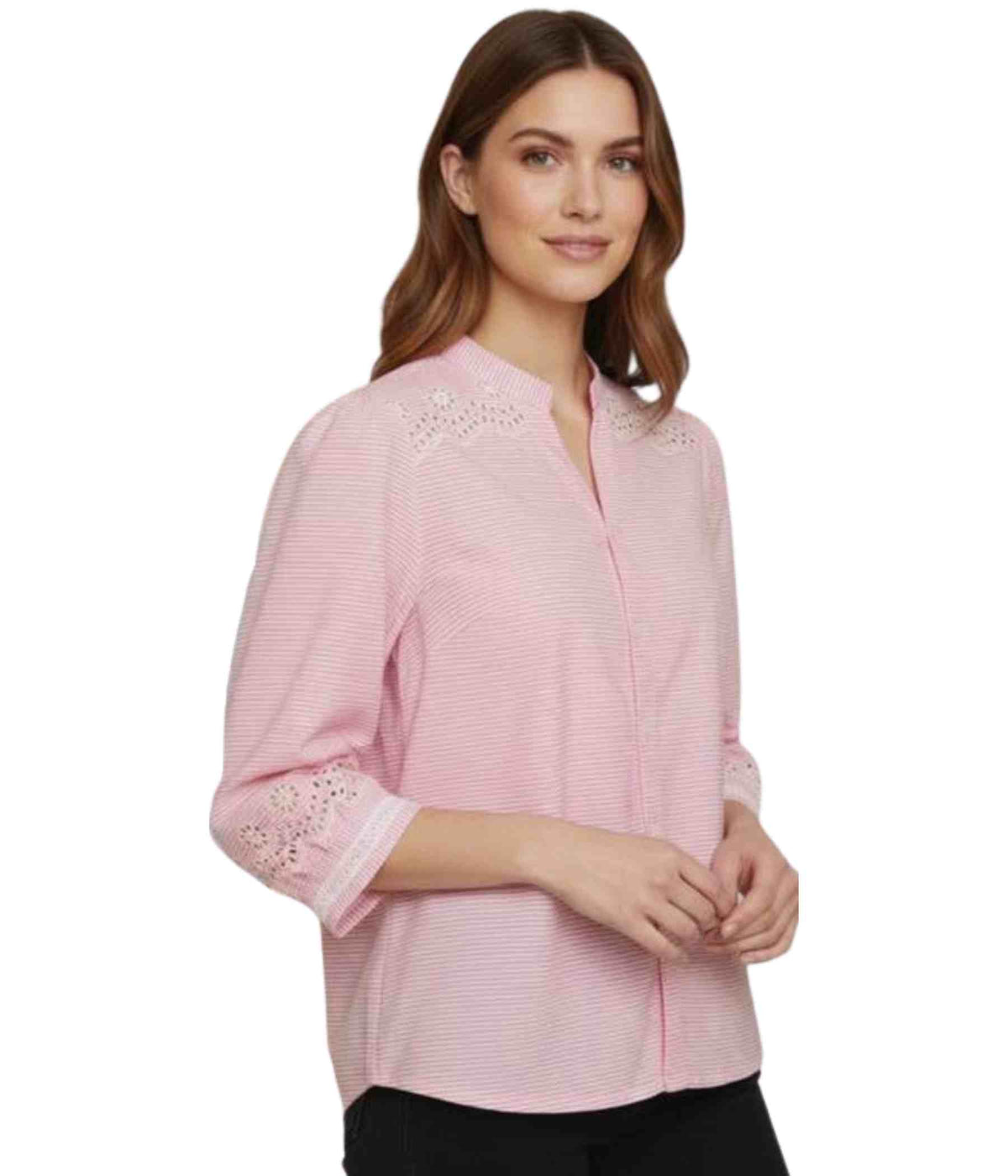 OFELIA TRIS SKJORTE I LYSERØD OG HVID