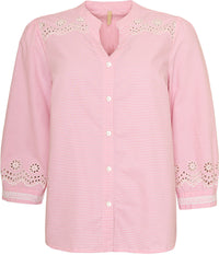 OFELIA TRIS SKJORTE I LYSERØD OG HVID