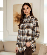 OFELIA TULA SKOVMANDS SKJORTE I TERNET BRUN