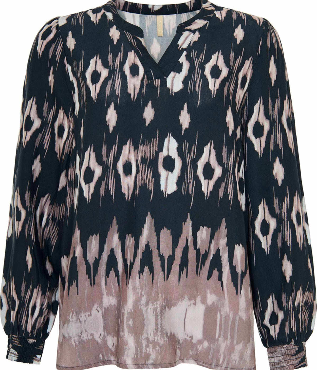 BIRKA BLUSE I MØRKEBLÅ OG SAND