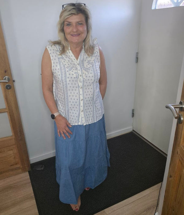 OFELIA DALA JEANS NEDERDEL I LYS DENIM