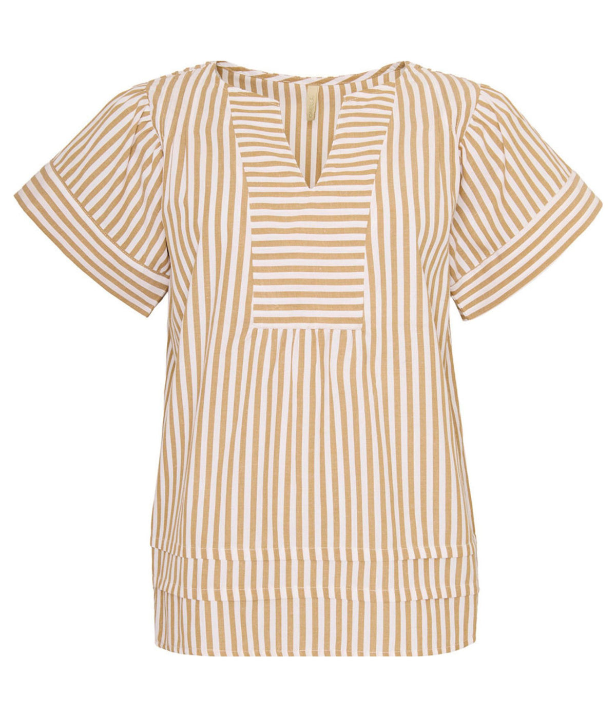 OFELIA MAGDA STRIBET BLUSE I SAND OG HVID