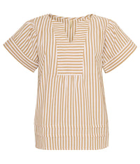 OFELIA MAGDA STRIBET BLUSE I SAND OG HVID