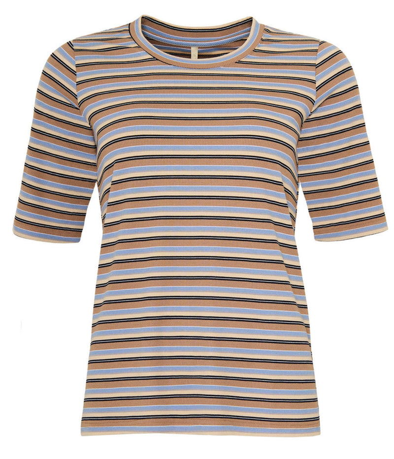 OFELIA STRIBET BLUSE I SAND COMBI
