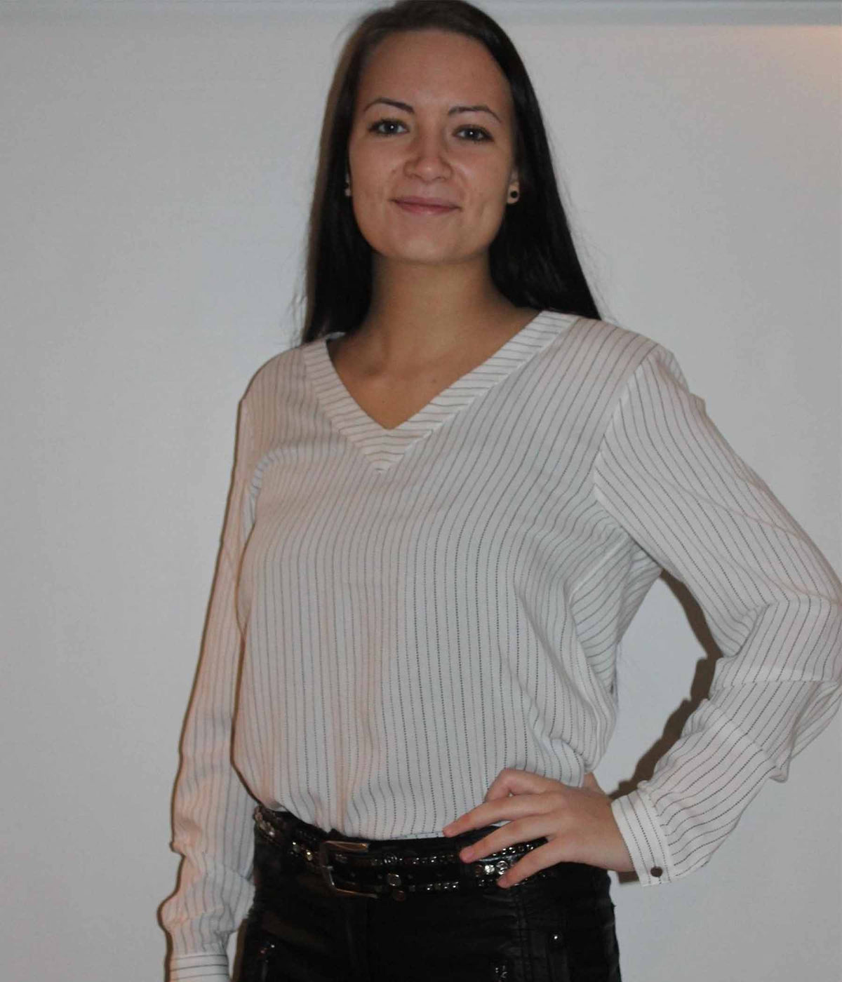 ONE-TWO SHIRT BLOUSE IN LIME WHITE 