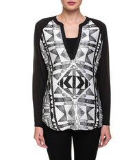 ONE-TWO BLOUSE IN BLACK WITH WHITE